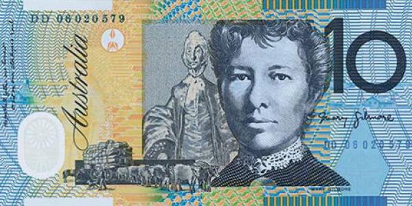 Australian ten dollar bank note with picture of Mary Gilmore